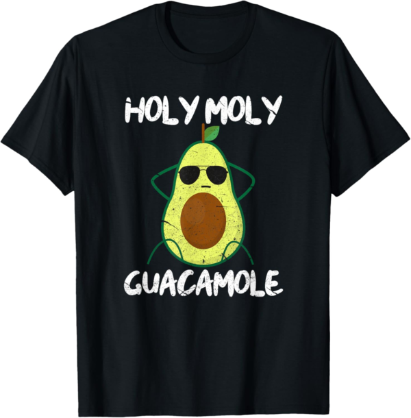Holy Moly Guacamole Funny Avocado Vegan Veganism T-Shirt - Image 2